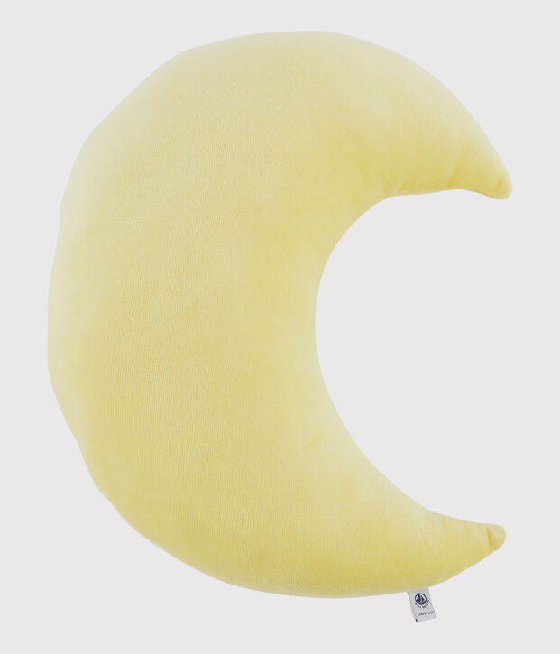 Coussin lune en velours jaune