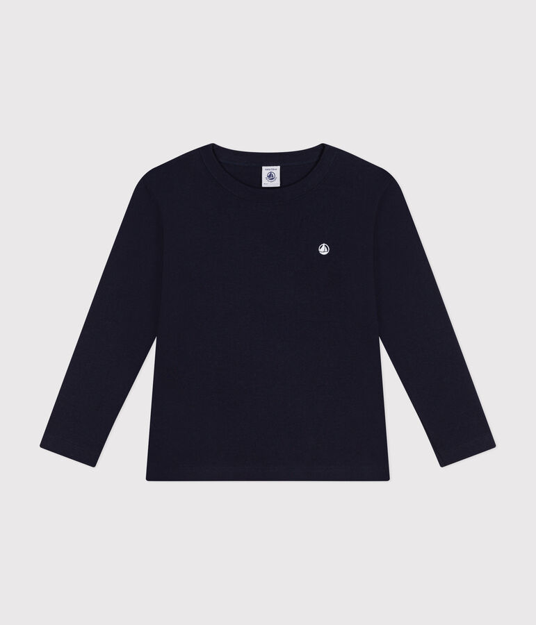 Tee-shirt manches longues en c&ocirc;te enfant fille / gar&ccedil;on bleu SMOKING