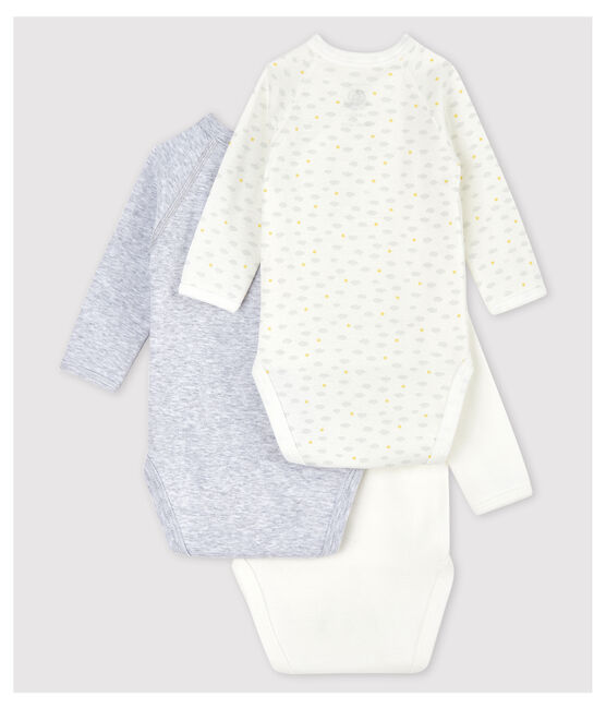 Lot de 3 bodies croisés manches longues bébé en coton biologique variante 1