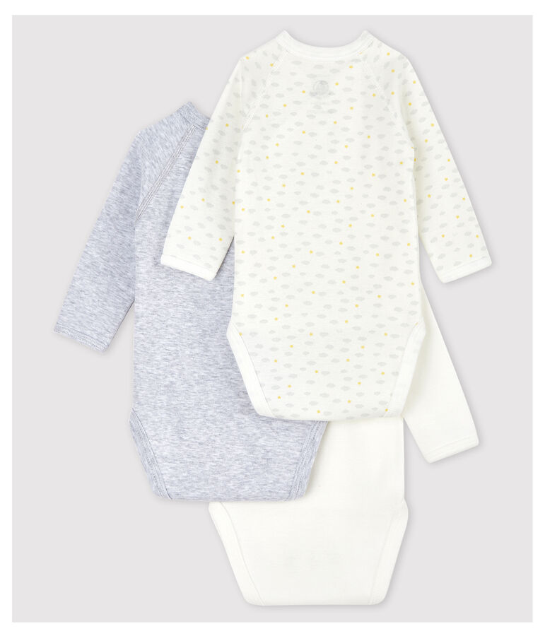 Lot de 3 bodies crois&eacute;s manches longues b&eacute;b&eacute; en coton biologique variante 1