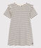 Robe rayée manches courtes en coton enfant fille blanc AVALANCHE/bleu SMOKING
