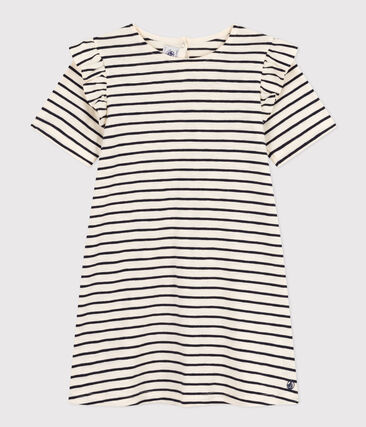 Robe rayée manches courtes en coton enfant fille