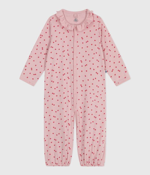 Combisac b&eacute;b&eacute; en coton &agrave; col imprim&eacute; rose/multicouleur