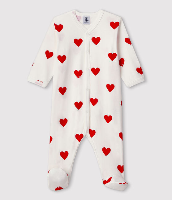Dors-bien à cœurs rouges bébé en côte blanc MARSHMALLOW/rouge TERKUIT