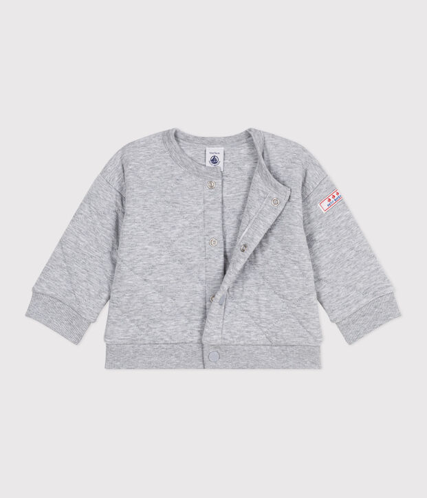Cardigan b&eacute;b&eacute; en coton &eacute;pais uni gris chin&eacute;