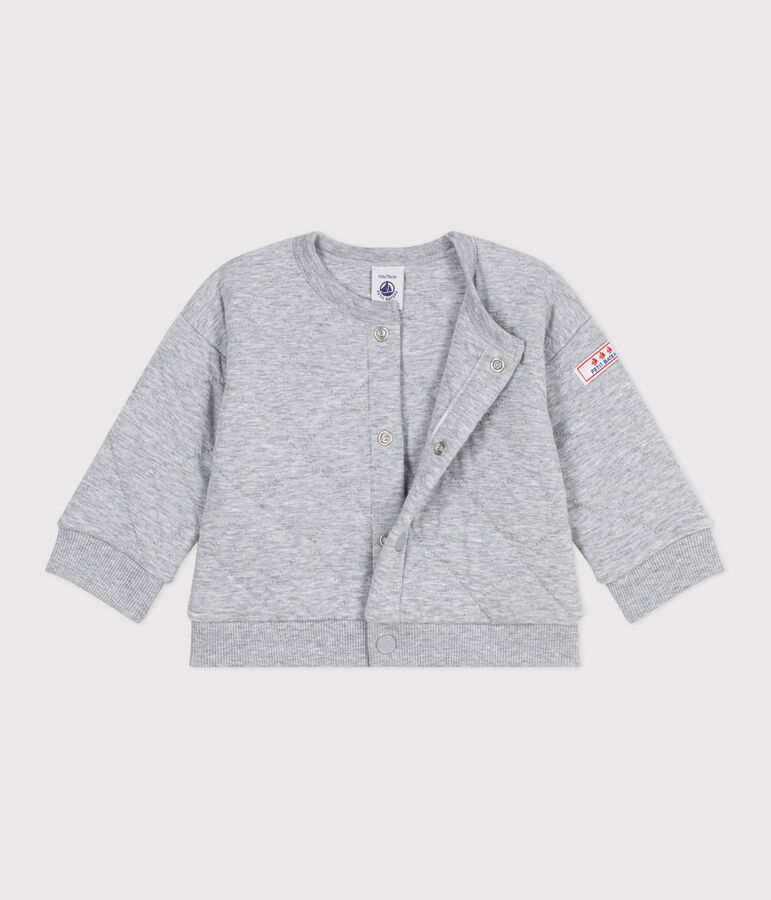 Cardigan b&eacute;b&eacute; en coton &eacute;pais uni gris FUMEE CHINE