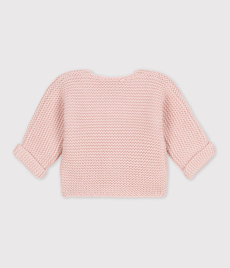 Cardigan b&eacute;b&eacute; tricot point mousse en coton rose SALINE