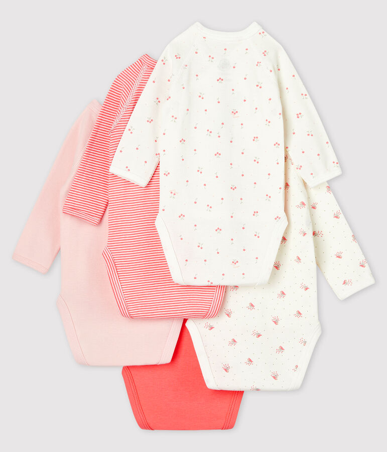 Lot de 5 bodies crois&eacute;s manches longues b&eacute;b&eacute; en coton biologique multicouleur