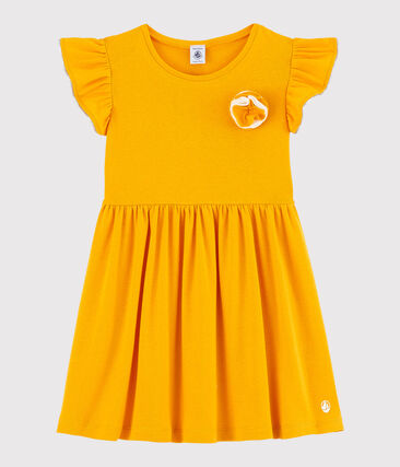 Robe manches courtes en coton et lin enfant fille