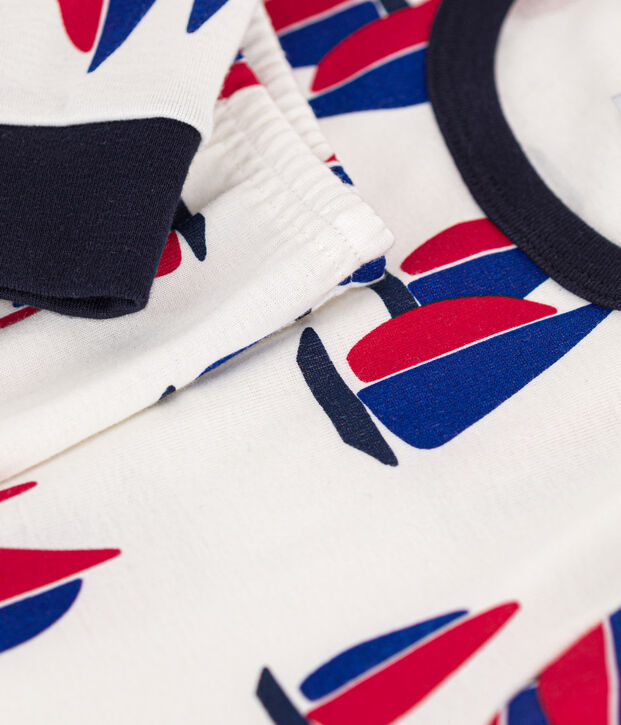 Pyjama en coton imprim&eacute; &agrave; motif bateaux enfant blanc/multicouleur