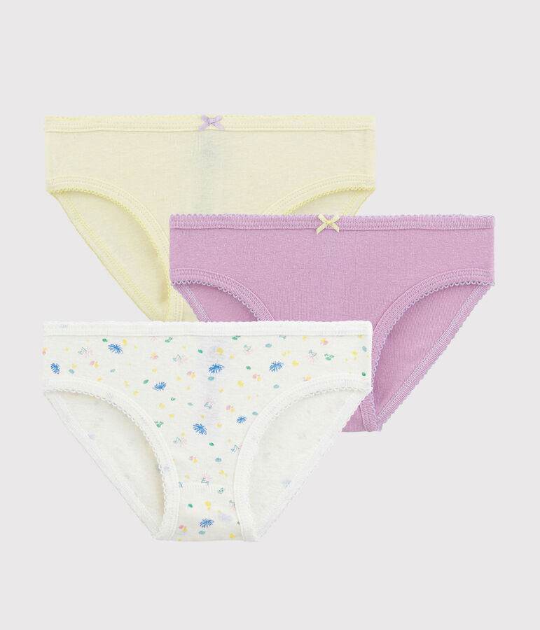 Lot de 3 culottes &agrave; fleurs petite fille en coton et lin multicouleur