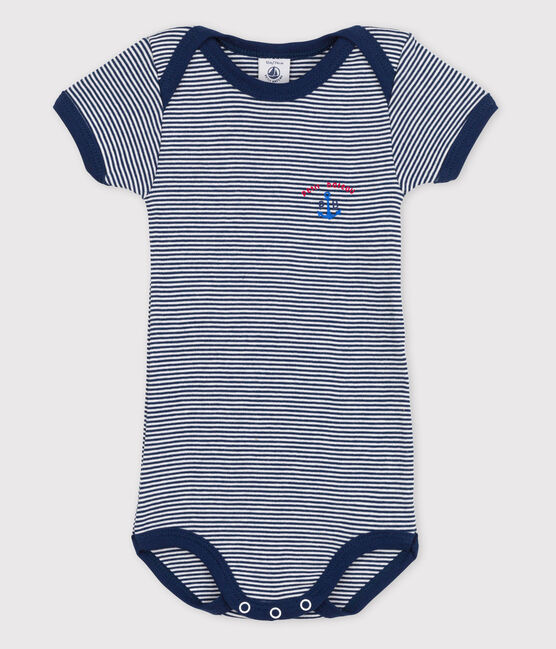 Body manches courtes bébé fille bleu MEDIEVAL/blanc MARSHMALLOW