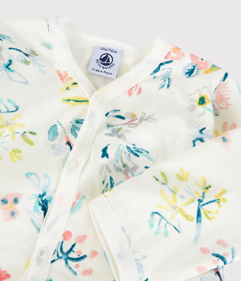 Dors-bien fleuri b&eacute;b&eacute; fille en tubique blanc/multicouleur