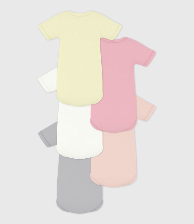 Lot de bodies manches courtes en coton uni b&eacute;b&eacute; multicouleur