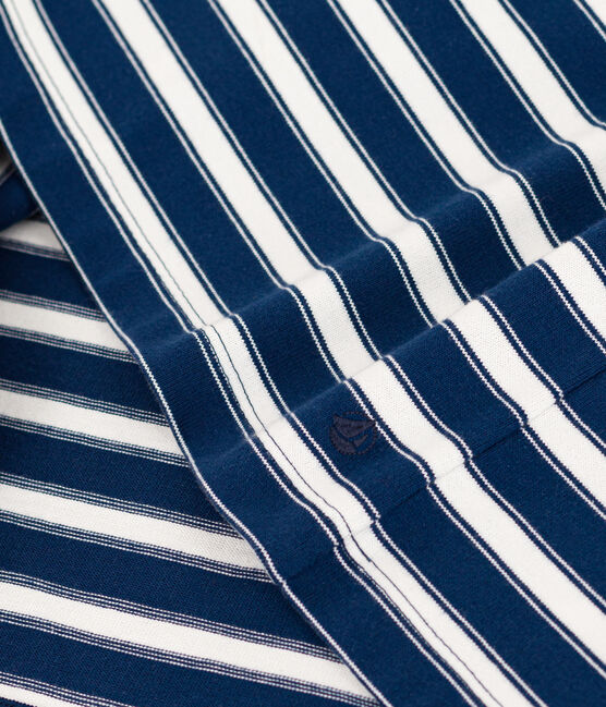 Marinière boutonnée en coton Femme bleu MEDIEVAL/blanc MARSHMALLOW