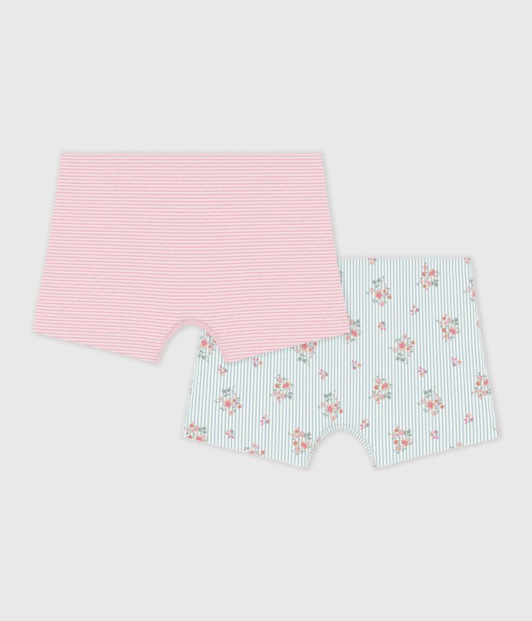 Lot de shorties enfant en coton long imprim&eacute; fleuri variante 1