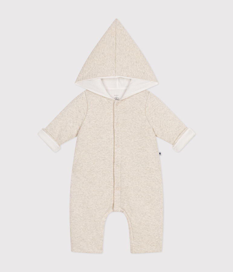 Combinaison longue ouatin&eacute;e &agrave; capuche en coton b&eacute;b&eacute; beige MONTELIMAR CHINE
