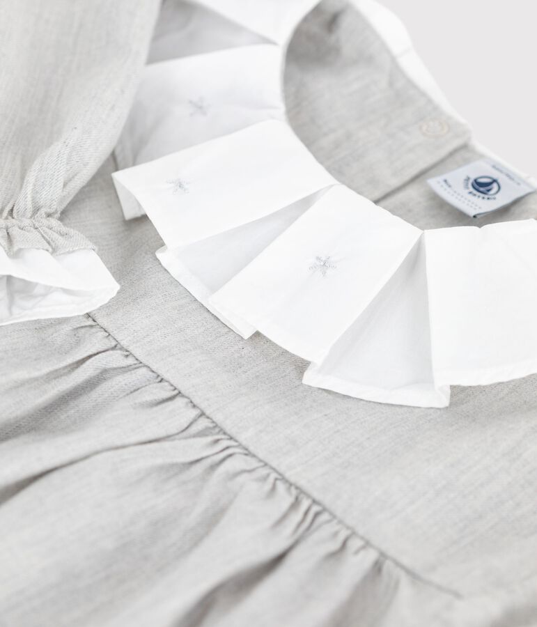 Robe enfant manches longues en flanelle unie gris