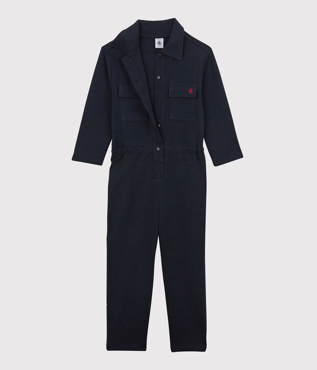 Combinaison en coton imprim&eacute;e enfant fille bleu marine