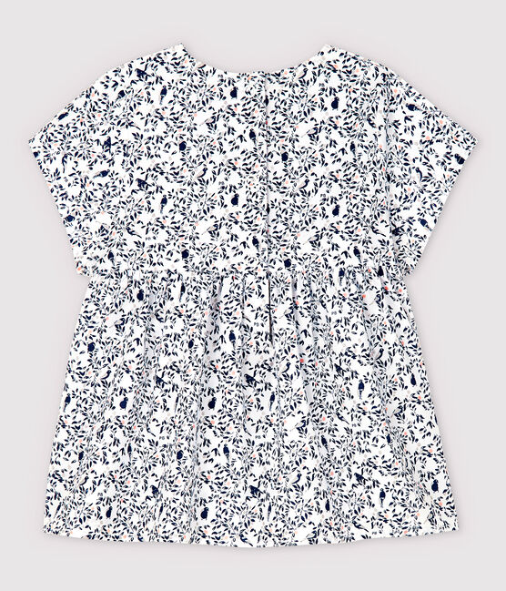 Blouse manches courtes en popeline bébé fille blanc MARSHMALLOW/blanc MULTICO