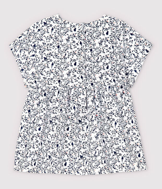 Blouse manches courtes en popeline b&eacute;b&eacute; fille blanc/multicouleur