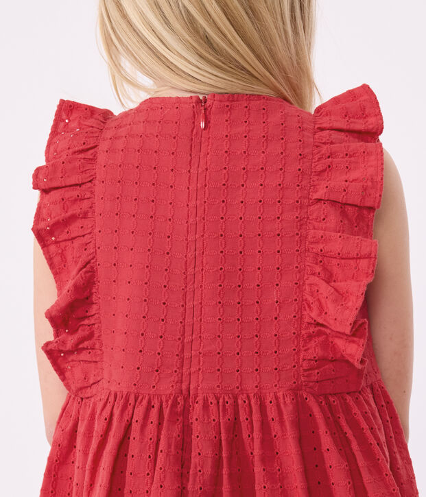 Robe sans manche enfant en coton rouge