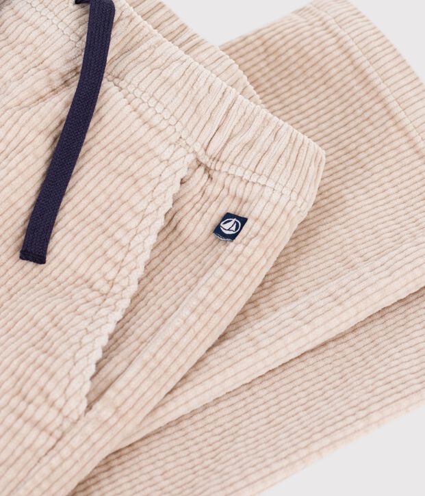 Pantalon droit enfant en velours beige clair