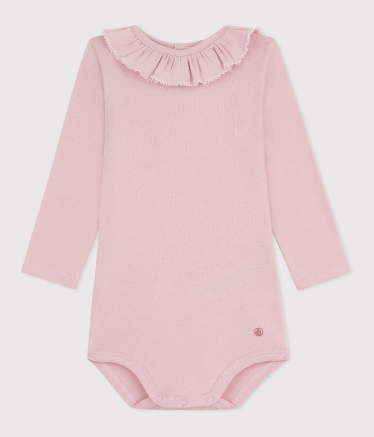 Body b&eacute;b&eacute; en coton &agrave; col, uni rose JOLI