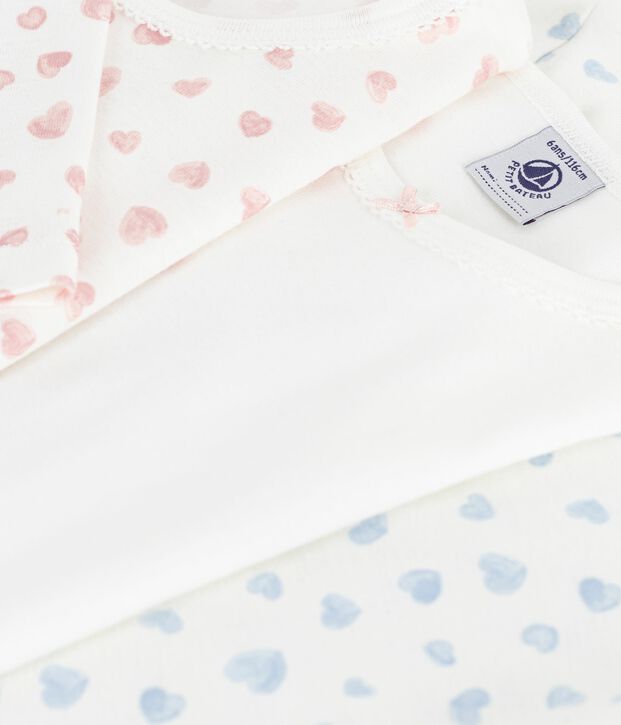 Lot de tee-shirts enfant en coton manches longues imprim&eacute; c&oelig;urs multicouleur