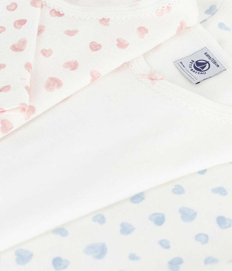 Lot de tee-shirts enfant en coton manches longues imprim&eacute; c&oelig;urs variante 1