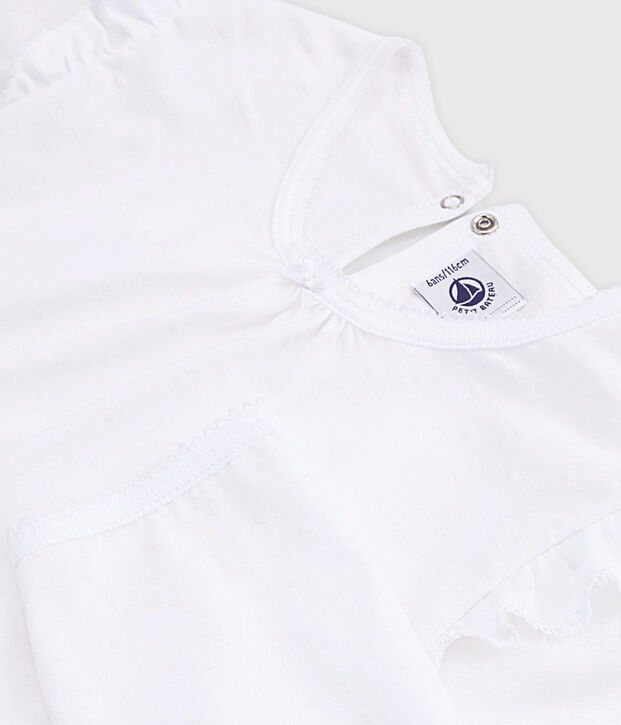 Pyjama petite fille en coton fin blanc