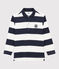 Polo manches longues enfant garçon bleu SMOKING/blanc MARSHMALLOW