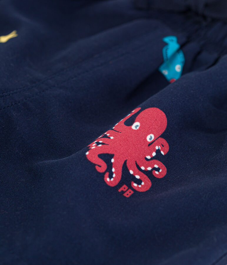 Short de bain b&eacute;b&eacute; en mati&egrave;re recycl&eacute;e bleu MEDIEVAL/blanc MULTICO