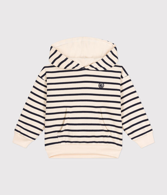 Sweatshirt à capuche en molleton gratté enfant  fille / garçon blanc AVALANCHE/bleu SMOKING