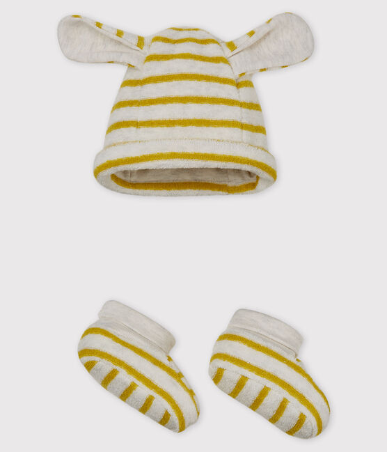 Bonnet et chaussons bébé mixte rayés variante 2