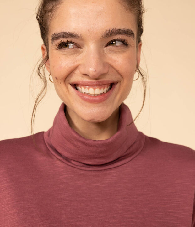 Tee-shirt col roul&eacute; LE DROIT en coton Femme marron