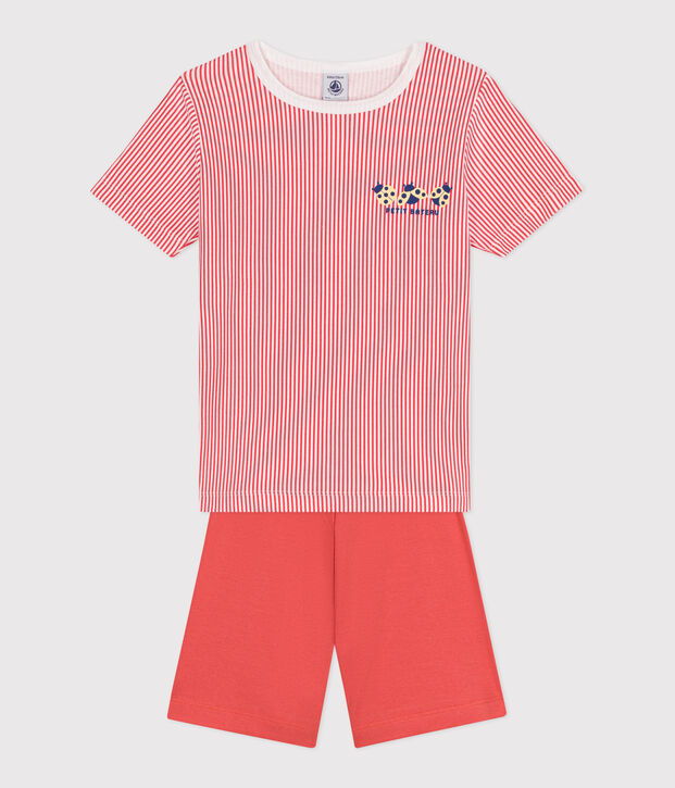 Pyjama short enfant en coton rouge/multicouleur
