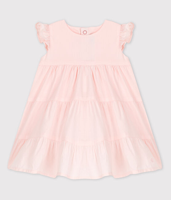 Robe sans manches bébé en popeline rose FLEUR