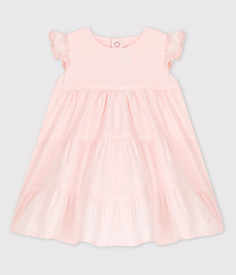 Robe sans manches b&eacute;b&eacute; en popeline rose FLEUR