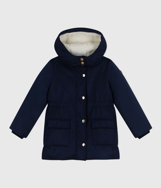Parka enfant mi-longue unie bleu marine