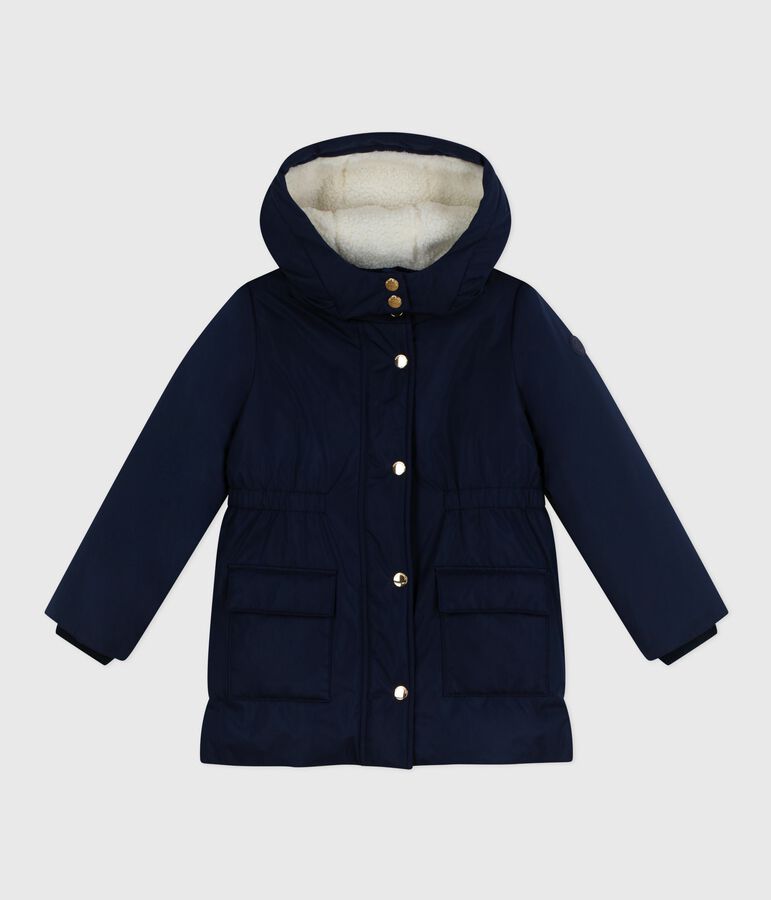 Parka enfant mi-longue unie bleu SMOKING