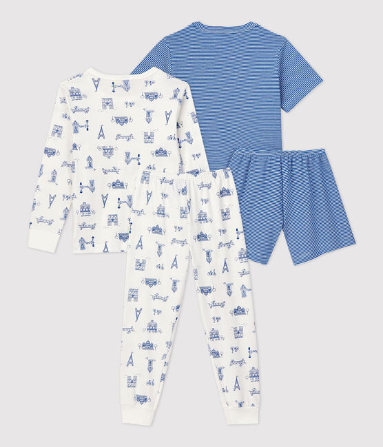 Lot de 2 pyjamas Paris et milleraies bleus petit garçon en coton variante 1