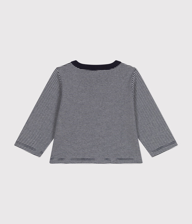 Cardigan en tubique ray&eacute; b&eacute;b&eacute; bleu/blanc