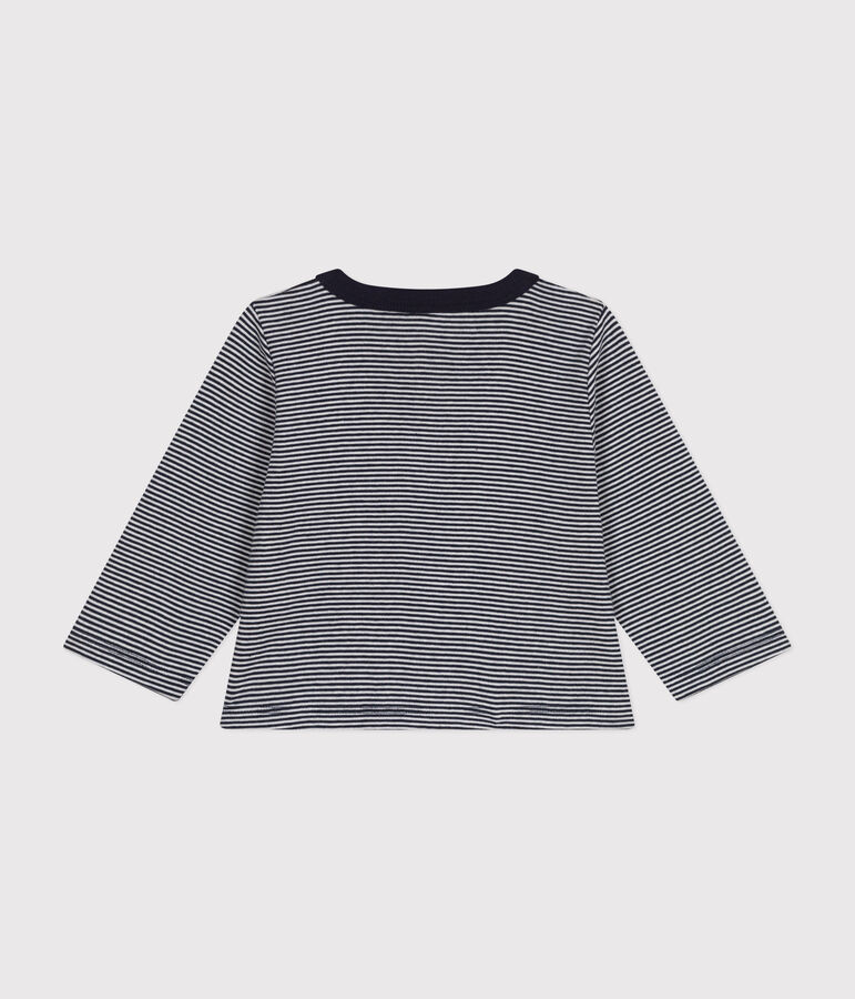 Cardigan en tubique ray&eacute; b&eacute;b&eacute; bleu SMOKING/blanc MARSHMALLOW