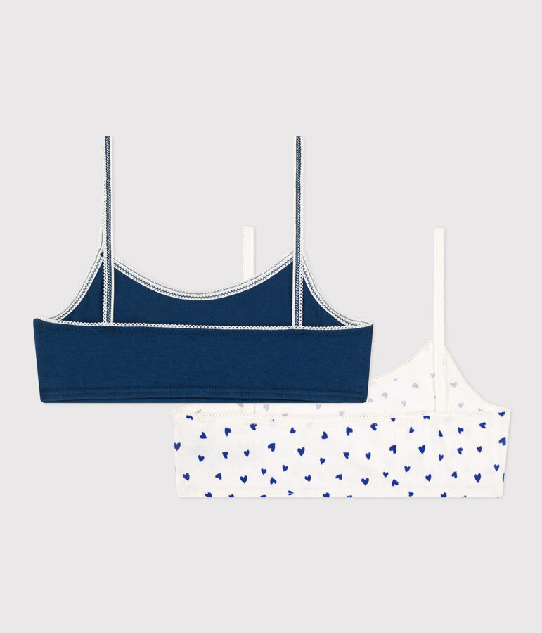 Lot de 2 brassi&egrave;res c&oelig;ur en coton et &eacute;lasthanne petite fille variante 1