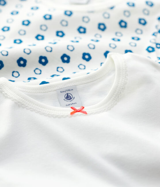 Lot de 2 tee shirts manches courtes imprimé fleur graphique petite fille en coton biologique variante 1
