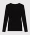 Tee-shirt femme en coton col danseuse manches longues   noir BLACK