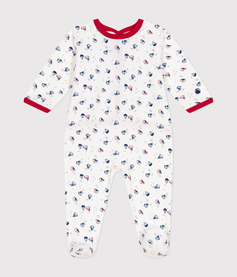 Dors bien en velours b&eacute;b&eacute; blanc/bleu/multicouleur