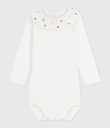 Body bébé en coton à col brodé, uni