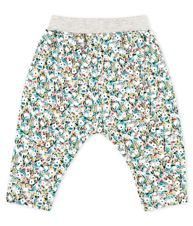 Pantalon b&eacute;b&eacute; fille en molleton imprim&eacute; gris/multicouleur